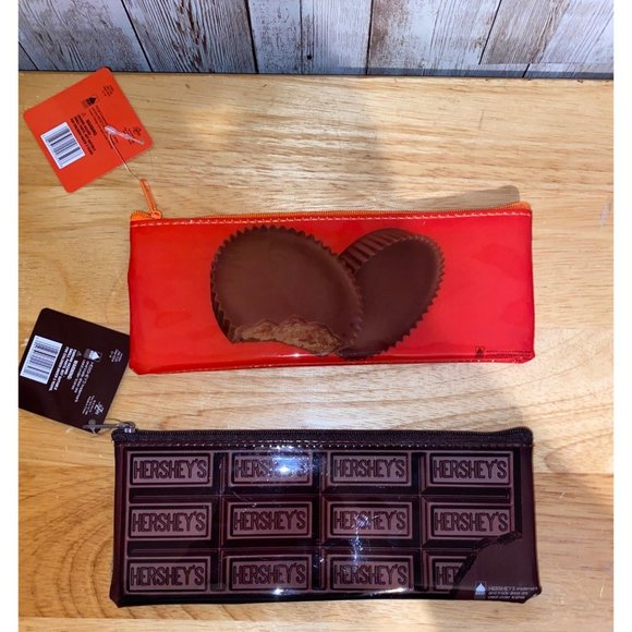 Reese's Peanut Butter Cup & Hershey's Milk Chocolate Zipper Pencil Pouch Case - Picture 2 of 6